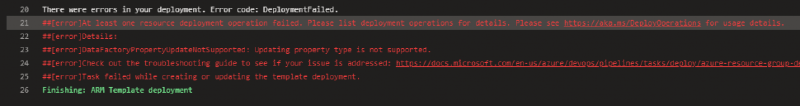 ARM template deployment failure due to linked IR